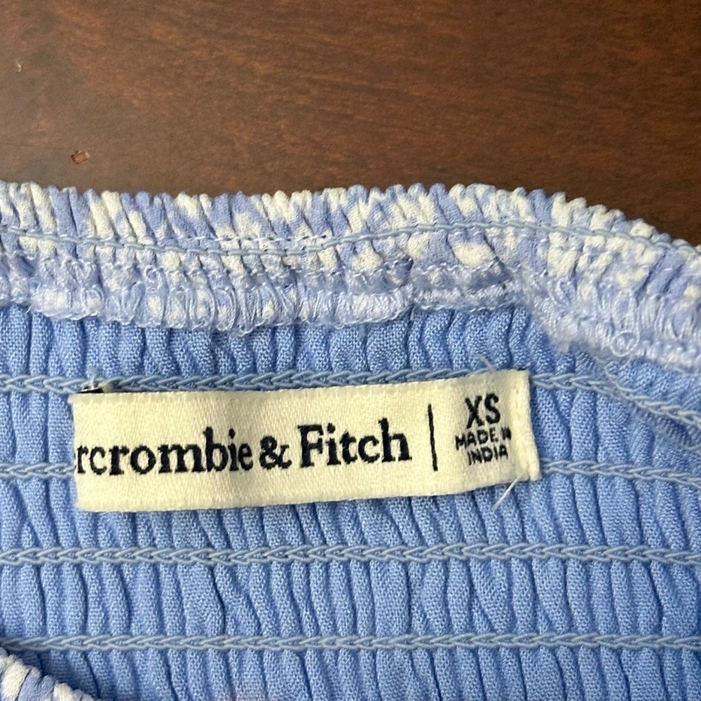 Abercrombie & Fitch Blue White Floral Smocked Midi Dress Women's Size XS - Picture 9 of 12
